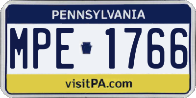 PA license plate MPE1766