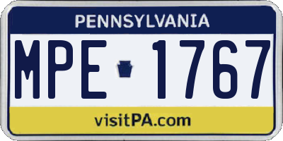 PA license plate MPE1767