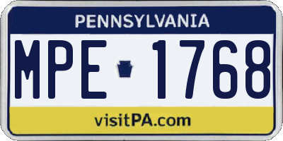 PA license plate MPE1768