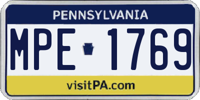 PA license plate MPE1769