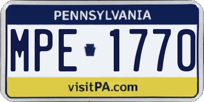 PA license plate MPE1770