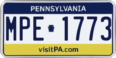 PA license plate MPE1773