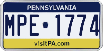 PA license plate MPE1774