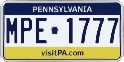 PA license plate MPE1777