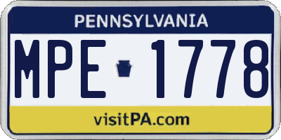 PA license plate MPE1778
