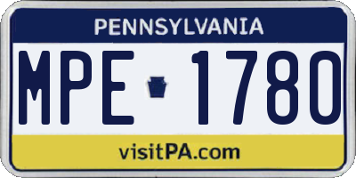 PA license plate MPE1780