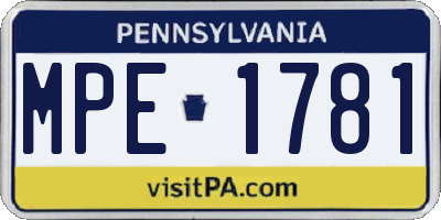 PA license plate MPE1781