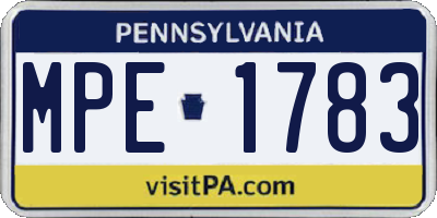 PA license plate MPE1783