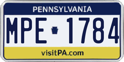 PA license plate MPE1784