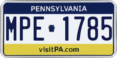 PA license plate MPE1785