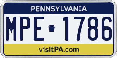 PA license plate MPE1786