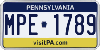 PA license plate MPE1789