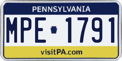 PA license plate MPE1791