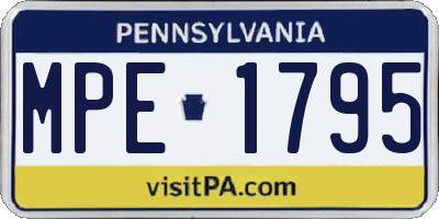 PA license plate MPE1795