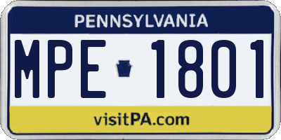 PA license plate MPE1801