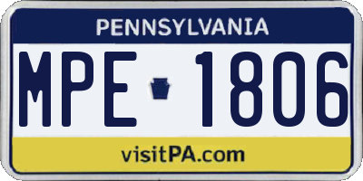 PA license plate MPE1806