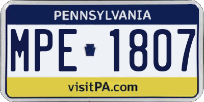 PA license plate MPE1807