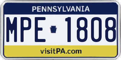 PA license plate MPE1808
