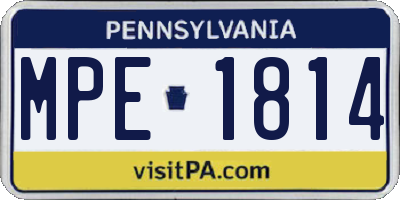 PA license plate MPE1814