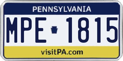 PA license plate MPE1815