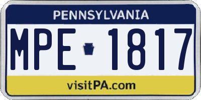 PA license plate MPE1817