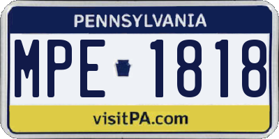 PA license plate MPE1818