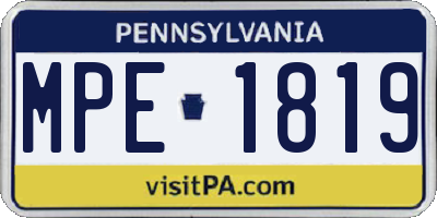 PA license plate MPE1819