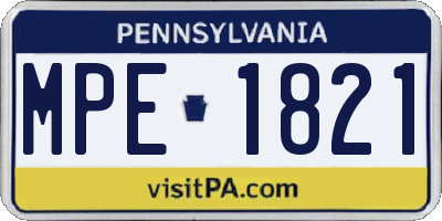 PA license plate MPE1821