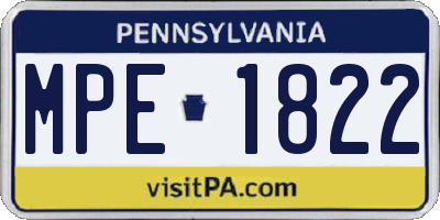 PA license plate MPE1822