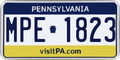 PA license plate MPE1823