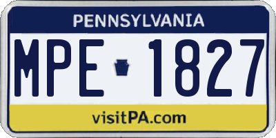 PA license plate MPE1827
