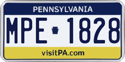 PA license plate MPE1828