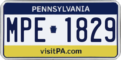 PA license plate MPE1829