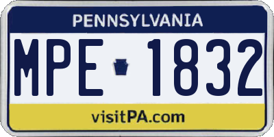 PA license plate MPE1832