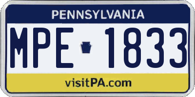 PA license plate MPE1833