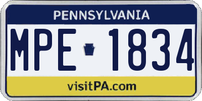 PA license plate MPE1834