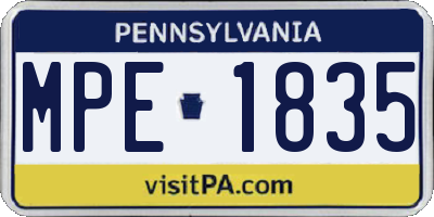 PA license plate MPE1835