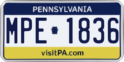 PA license plate MPE1836