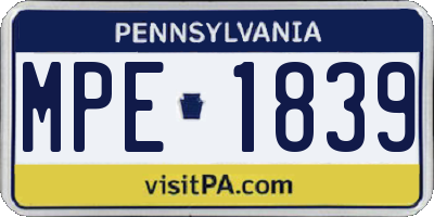 PA license plate MPE1839