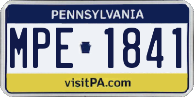 PA license plate MPE1841