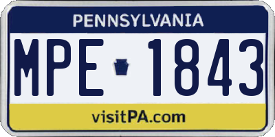 PA license plate MPE1843