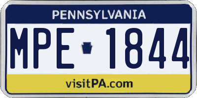 PA license plate MPE1844
