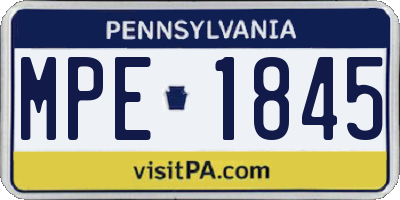 PA license plate MPE1845
