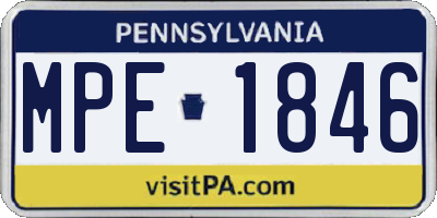 PA license plate MPE1846