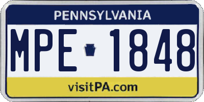 PA license plate MPE1848