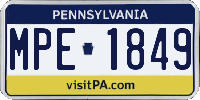 PA license plate MPE1849