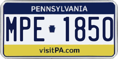 PA license plate MPE1850