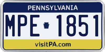 PA license plate MPE1851