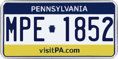 PA license plate MPE1852