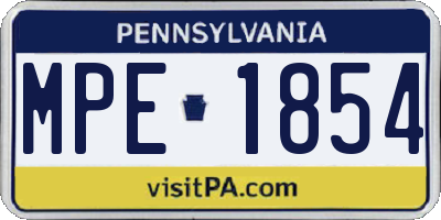 PA license plate MPE1854